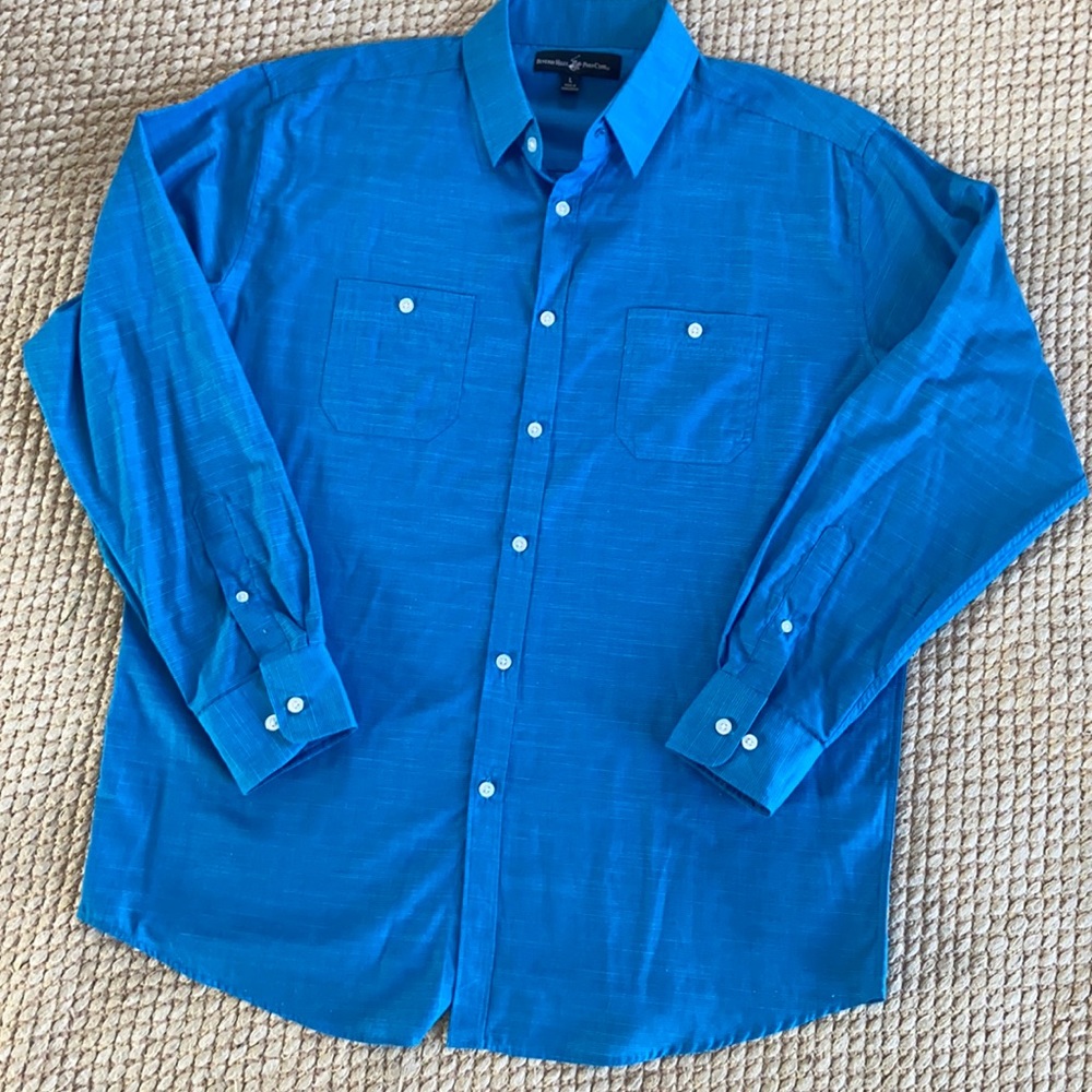Men’s Beverly Hills Polo Club Casual Button Down Shirt Turquoise Blue Large